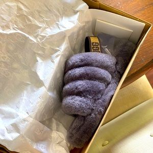 Grey girls Fluff Yeah UGG slippers, NIB